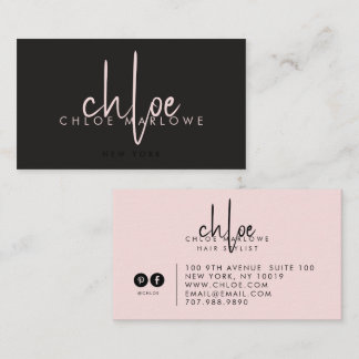 Moderne Minimalistische Kapsalon Script Roze Visitekaartje
