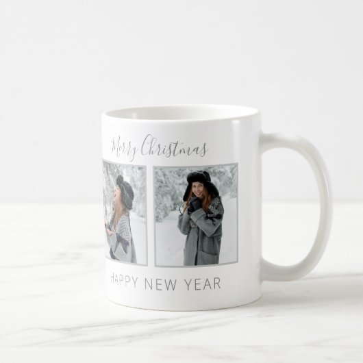 Moderne minimalistische kerst 4-foto koffiemok (Rechts)