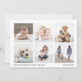Moderne minimalistische kerst 6 fotocollage feestdagenkaart (Voorkant)