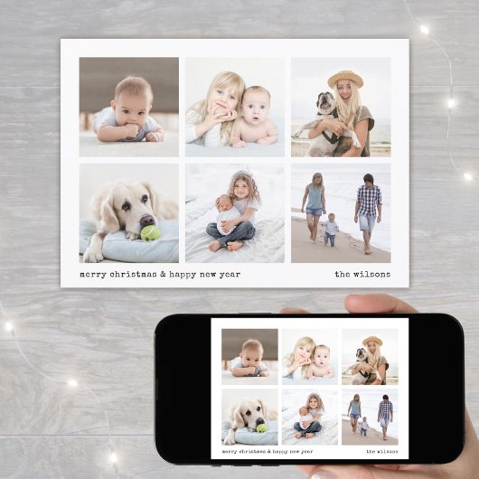 Moderne minimalistische kerst 6 fotocollage feestdagenkaart