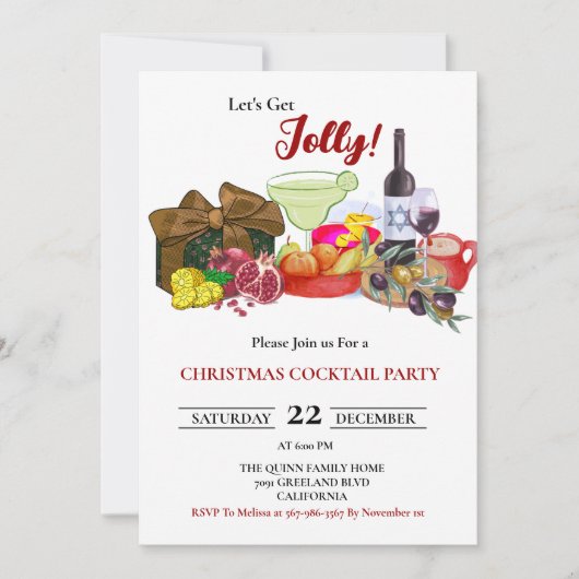 Moderne minimalistische kerstcocktail party kaart (Voorkant)