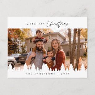 Moderne minimalistische kerstfamiliefase briefkaart