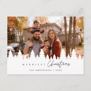 Moderne minimalistische kerstfamiliefase briefkaart