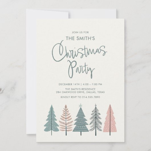 Moderne Minimalistische Kerstfeest Uitnodiging (Voorkant)