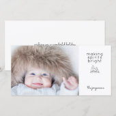 Moderne minimalistische kerstfeestfoto feestdagenkaart (Voorkant / Achterkant)