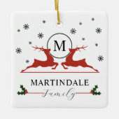 Moderne minimalistische kerstmonogram foto keramisch ornament (Voorkant)