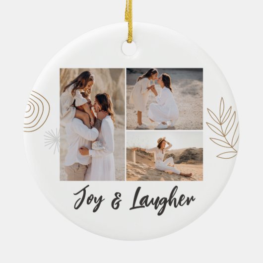 Moderne minimalistische kerstvierfoto keramisch ornament (Achterkant)