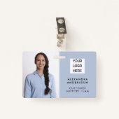 Moderne minimalistische klantenservice voor werkne badge (Voorkant met clip)