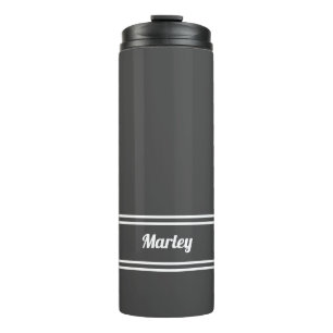 Moderne Minimalistische Klassieke Naam Lieve Grijz Thermosbeker