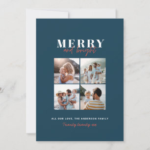 Moderne minimalistische kleurrijke leuke kerstfoto feestdagenkaart