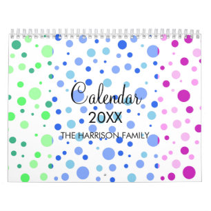 Moderne minimalistische kleurrijke polka dot patro kalender