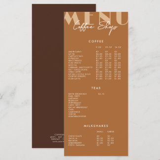 Moderne Minimalistische Koffiezaak Menu