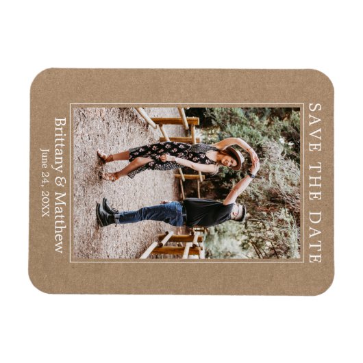 Moderne minimalistische kraft bespaart de datum magneet (Horizontaal)