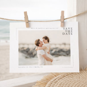 Moderne Minimalistische Kust Foto Trouwkaart Save The Date