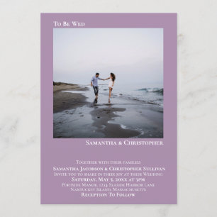 Moderne minimalistische lavender Simple Photo Wedd Kaart
