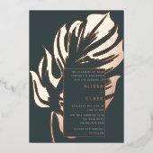 Moderne minimalistische legant monstera lef bruilo folie uitnodiging (Voorkant)