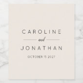 Moderne minimalistische legante aangepaste bruilof wijn etiket (Enkel label)