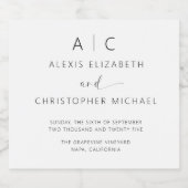 Moderne minimalistische legante bruiloft likeurfles etiket (Enkel label)