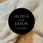 Moderne minimalistische legante bruiloft ronde sticker