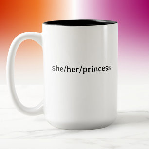 Moderne Minimalistische Lesbische Prinses Voornaam Tweekleurige Koffiemok