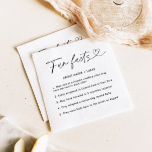 Moderne minimalistische leuke weetjes bruiloft servet