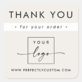 Moderne minimalistische lichtbruine zakelijke beda vierkante sticker (Voorkant)