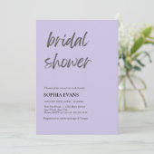 Moderne Minimalistische Lichtpaarse Bruidsdouche Kaart (Staand voorkant)