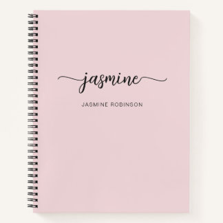 Moderne Minimalistische Lichtroze Script Monogramn Notitieboek