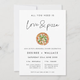 Moderne minimalistische liefde en pizza bruiloft r kaart