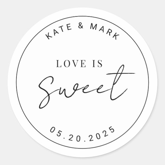 Moderne minimalistische liefde is zoete huwelijksg ronde sticker (Voorkant)