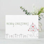 Moderne minimalistische lijnkunst feestdagenkaart (Staand voorkant)