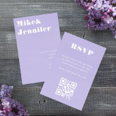 Moderne minimalistische Lila lavendel Qr-code RSVP Kaart