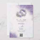 Moderne minimalistische Lila QR-code Bewaar de dat Kaart (Voorkant)