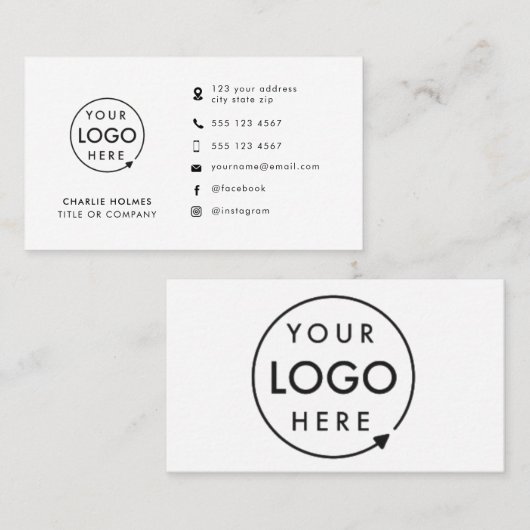Moderne minimalistische Logo | Aangepaste pictogra Visitekaartje (Voorkant / Achterkant)