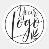 Moderne minimalistische Logo branding zwart wit Ronde Sticker (Voorkant)