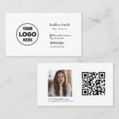 Moderne minimalistische LOGO Foto QR Code Professi Visitekaartje (Voorkant / Achterkant)