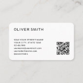 Moderne minimalistische Logo QR code zwart Visitekaartje (Achterkant)