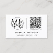 Moderne minimalistische Logo QR-code zwart-wit Visitekaartje (Voorkant)