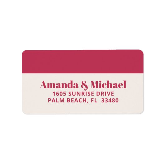 Moderne minimalistische magenta en Ecru Beige Etiket (Voorkant)