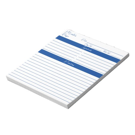 Moderne Minimalistische Manuscript Elegant Blauw O Notitieblok (Gedraaid)