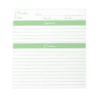 Moderne Minimalistische Manuscript Sage Green Reci Notitieblok