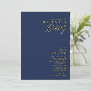 Moderne, minimalistische marine Blue Gold Brunch e Kaart