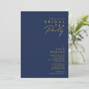 Moderne minimalistische marinier Blue Gold Bridal Kaart