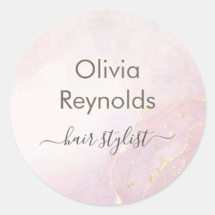 Moderne minimalistische marmeren textuur roze goud ronde sticker