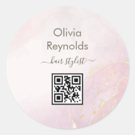 Moderne minimalistische marmeren textuur roze goud ronde sticker