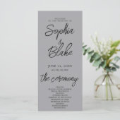 Moderne minimalistische mat zilveren bruiloft prog (Staand voorkant)