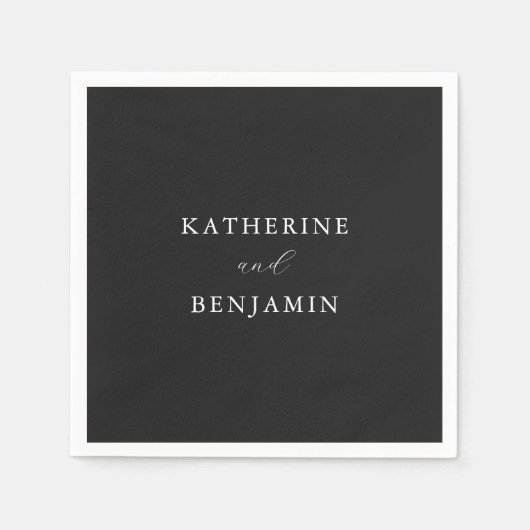 Moderne minimalistische mat zwart bruiloft servet (Voorkant)