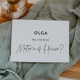 Moderne minimalistische Matron of Honor-voorstelka Aankondiging