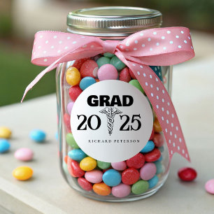 Moderne minimalistische Med School Afstuderen Ronde Sticker