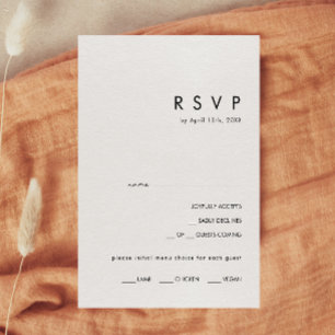Moderne minimalistische menu keuze RSVP-kaart